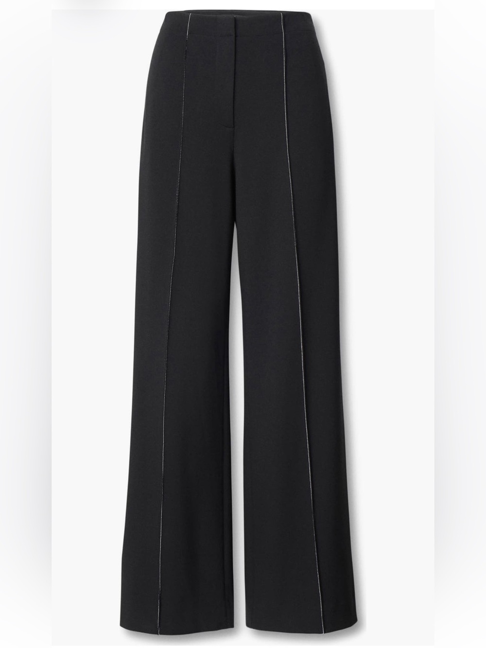 rag & bone Black Wide-Leg Trousers with Contrast Stitching